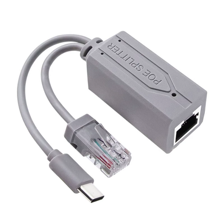 USB C Bộ chia POE USB C 48V đến 5V 2.4A cho khoảng cách dài cáp Ethernet sử dụng 10/100mbps Bộ chuyển đổi Ethernet cho nhà