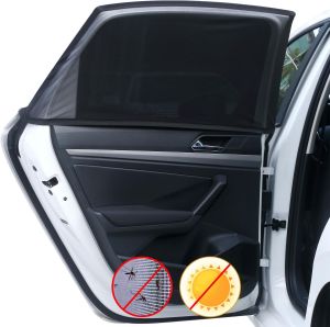 Upgraded Car Rear Side Window Shades Breathable Mesh Stretch Window Covers Screens for Camping UV Protection Block Sun GlarePrivacy ProtectionFit for 97% of Cars -2 Pack