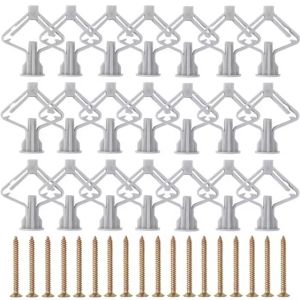 50Pcs Plasterboard Fixings Anti Rotate Drywall Anchor Kit Stable Expansion Tube Anchors Butterfly Type Wall Fixing Anchor
