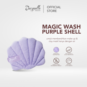 Jacquelle Magic Wash Purple Shell - Sustainable Makeup Remover / Kapas Pembersih Wajah / Premium Reusable Microfiber Pads / Kapas Pakai Ulang / Kapas Muka Cuci Ulang / Pembersih Make Up Bentuk Kerang Lucu