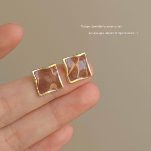 YIN WEI French retro coffee color earrings 2024 new style autumn and winter Maillard earrings small design earrings