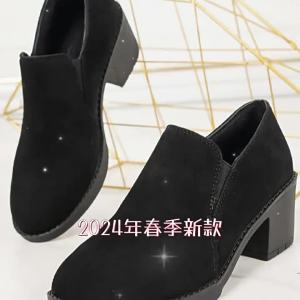 Plus Size WomenS Loafers New Spring Style WomenS Shoes Chunky Heel Round Toe Slip-On Ladies Flats