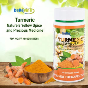 Bellevine Turmeric Herbal Capsules Antioxidant Anti Inflammatory for Bone Joint Liver Skin Health for Daily Wellness Nutritional Support Vegetarian Capsules Convenient Daily Use No Approved Therapeutic Claims for Everyday Nutritional Support Natural
