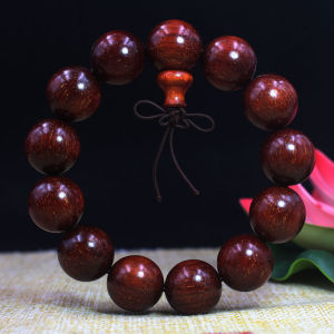 【discount store】Natural Zambia Red Sandalwood Bracelets Venus Blood Sandalwood Similar To India Lobular Red Sandalwood Beads Wooden Hand String