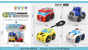 Childrens educational military car police car fire truck toy intelligence assembly screw assembly and disassembly DIY boys and girls toys