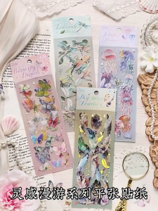 Cartoon PET Sticker Scrapbooking Sticker Sparkling Sticker Aesthetic Sticker for Water Bottle Journal Luggage Phone