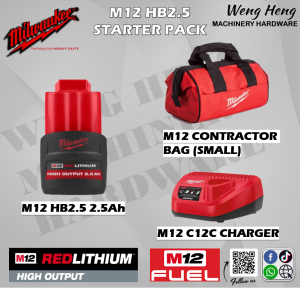 MILWAUKEE M12 Battery & Charger Starter Pack Red-Lithium™-Ion Battery/ M12 High Output Battery