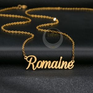 Kalung Nama - CASILA MONEL: Warna Silver dan Emas Tahan Lama Anti Karat - Cantik Berkualitas Cocok Untuk Kado Hadiah - Romaine Necklace: Titanium 18K Gold Plated - COD Bayar Di Tempat