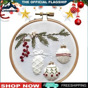 Christmas Decorative Embroidery Kit for Adults with Colorful Threads and Easy Patterns for Home Decoration