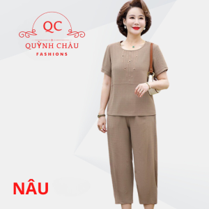 Đồ bộ trung niên cho mẹ bộ lụa Pháp cho mẹ mặc ở nhà cao cấp-VN02