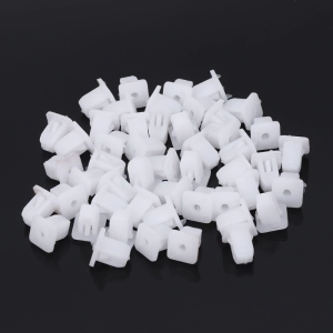 50 Pcs White Square Car Body Plastic Push Pin Rivet Fasteners Trim Moulding Clip