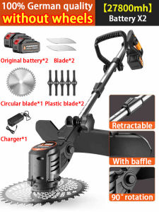 【5-year warranty】BAIPUXI Cordless Lawn Mower 999999W 22000mAh Free 2 lithium batteries + various accessories Rechargeable Lithium Battery Electric Grass Cutter Trimmer Brush Cutter Weed Adjustable Multifunction Home Garden Trimmer Tool