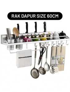 SHENAR RAK DAPUR ALUMINIUM 60CM 40CM / RAK TEMPAT BUMBU DAPUR / RAK SERBGANUNA / RAK DINDING