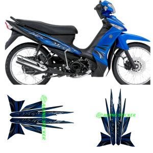 STIKER STRIPING LIS LES BODY MOTOR YAMAHA VEGA ZR TAHUN 2011 WARNA HITAM-BIRU 1SET STANDAR