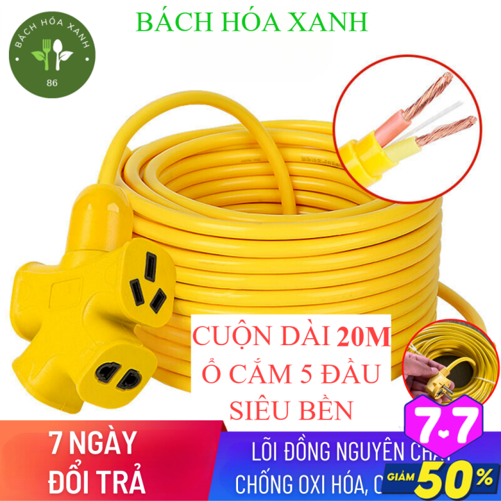 [ Thanh Lý ]Cuộn Dây Điện Dài 20M Kèm Ổ Cắm 5 Chấu , ổ Cắm Đúc Chịu Lực ...