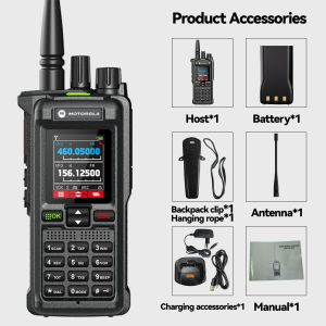 HT Motorola GT12 Radio Dua Arah Walkie Talkie Jarak Jauh 25KM Daya Tinggi 20W 6800Mah Kapasitas Tinggi Radio FM/AM Portabel Walkie-Talkie 199 Saluran TYPE-C Biaya IP67 Tahan Air Tahan Debu Cocok untuk Luar Ruangan/Hotel/Sekolah