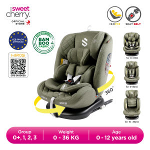 Sweet Cherry ISOFIX 360° Rotation Baby Car Seat Newborn to 12 years old Convertible ST3 SCR18 Car Seat Group 0+1 2 3