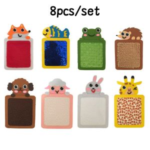 OutingSG-8PCS/Set Felt Sensory Touch Mats for Autistic Children Animal Cognition Tiles Textured Pads Early Education Kids Toys