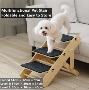Foldable Multi-Level Pet Stair for Small Dogs and Cats Durable Wooden Design Foldable Dog Stairs Multifunctional Ramp for Dogs and Cats Scratching Board Pet Stairs Portable and Wear-Resistant Steps Cat Bed