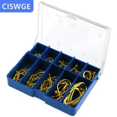 [COD] CISWGE 100 chiếc #3-#12 lưỡi câu cá nước ngọt màu vàng đen bạc lưỡi câu cá chép bằng thép carbon Bộ móc thép gai Phụ Kiện Dụng cụ câu cá