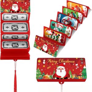 JACIRCLE Christmas Money Holder for Cash 10 Card Slots Foldable Red Envelope Xmas Surprise Money Gift Ideas