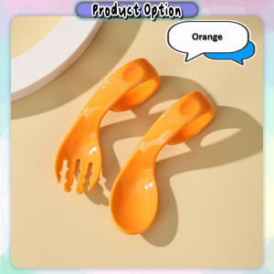 [Choo Choo Toy] Baby Self Feeding Spoon Baby Training Spoon Curved Stainless Steel Baby Spoon Fork Sudu Baby 宝宝汤匙 - TW12-01