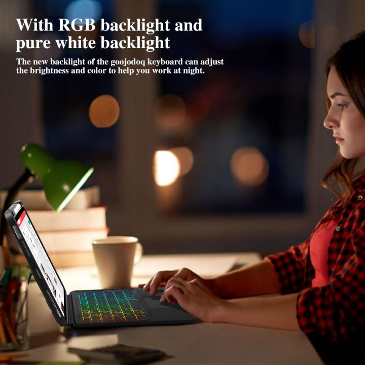GOOJODOQ%20RGB%20Magic%20Keyboard%20or%20iPad%20Magic%20Keyboard%20With%20Removable%20Case%20for%20iPad%20Pro%2011%20Air%205%20Air%204%2010.9%20iPad%207%208%209th%20Gen%2010.2%20Case%20Detachable%20Backlit%20Keyboard%20360%C2%B0%20Rotation%20-%20Image%202