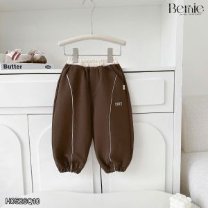 Quần dài nỉ thu đông phối viền phối màu thêu Cozy cho bé trai bé gái size 11tới 28kg BERNIE H0526Q10