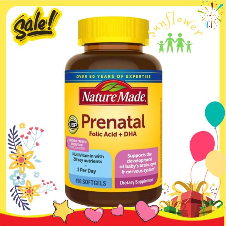 Nature Made Prenatal Multi DHA của Mỹ 150 viên - Bổ sung vitamin và dha cho bà bầu - Shop Sunflower