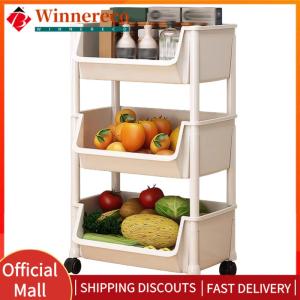 【winnereco】Multi-Tier Snacks Trolley Mobile Plastic Cart Organizer for Kitchen Bathroom Living Room Office