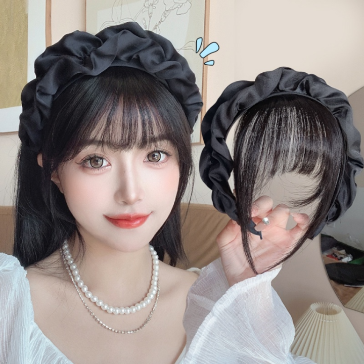 Female Cloud Wig Headband with Bangs Girl Air Bangs Wig Headbands