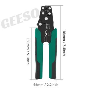 GEESO Wire Crimper Multi Function Tools Crimping Stripper Cutting Tools Range 0.25~2.5mm² Cable Lug Cable Link Crimper Tool 多功能压线钳 网线钳