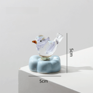 K9SEQ Ceramic Glass Bird Figurine Glass Rotating Base Bird Statue Gifts DIY Assembly Bird Ornament Desktop Decor