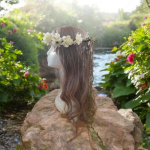 Ready Stock SG Leaf Twine Rainbow Chiffon White Flower Crown Boho Flower Crown Hair Accessories