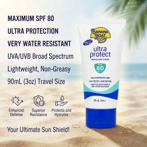 Banana Boat Sunscreen Lotion SPF 80 Ultra Protect 90ml Water Resistant Sunblock Maximum UV Shielding