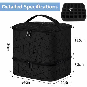 Nail Art Tool Storage Bag Nail Organizer 30 Grids with Handle Manicure Bag Professional Handbag Nylon Double Layer Makeup Bag
