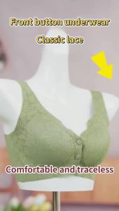 Lace Jacquard Front Button Plus Size Comfortable Bra Seamless Anti-sagging Push Up Underwear Adjustment Non-Wired Integer Lingerie