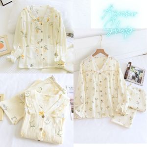 Đồ bộ bầu và sau sinh Pijama cho con bú AZ44 chất liệu đũi xốp mặc hè thu và đông xuân