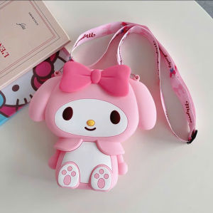 Túi đeo chéo hoạt hình silicon chống nước kèm dây đeo đáng yêu cho bé. Túi Capybara Kuromi Melody Hello Kitty .....