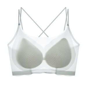 Womens thin ice silk gathered nonmarking underwear large breasts Ultra-Thin Ice Silk Adjustable Sports Bra Nonmarking Minimizing Lift Comfortable Seamless Underwear