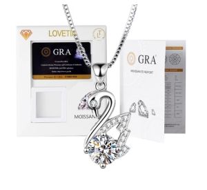 LOVETIA Kalung Imut-imut Rantai klavikula Moissanite s925 Perak Sertifikat GRA SMT007
