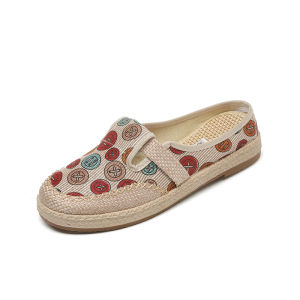 Free Shipping New Spring And Summer Collection: Trendy Ethnic-Style Linen Casual Shoes Retro Soft-Soled Slip-On Sandals Lightweight WomenS Shoes