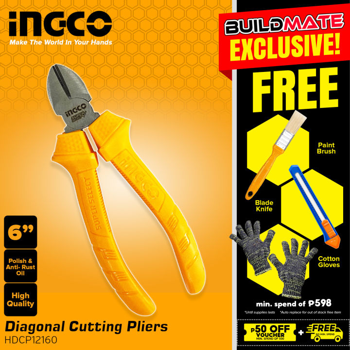 INGCO SUPER SELECT Original Diagonal Cutting Pliers 6" Inch Wire Cutter