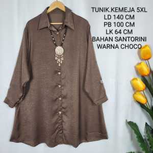 Kemeja Jumbo Wanita Ld 140 Cm Model Polos Terbaru Kekinian  Fit To 5XL