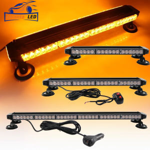 1PCS Strobe light bar 14-38inch 6 LED High Visibility Amber Four Side Traffic Advisor Strobe Emergency Flashing Light Bar Vehicle Warning Lightbar Various Mode Base for Safety Vehicles Tow Trucks Pickup Cars