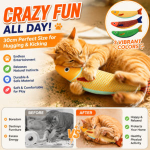 Cat Toy Fish Shape Dental Chew Durable Self Entertainment Interactive Teething Toy Boredom Buster Soft Plush Safe Kittens Cats Small Medium Pets Toys