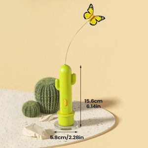 Meilovmao Electric Butterfly Wand Cat Toy Suction Cup Self Amusing Laser Feather Interactive Mainan Kucing Pintar
