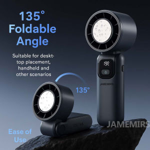 JameMirs Mini Fan With Cooling Effect Strong Wind 20000mAh Rechargeable Portable Handy Personal Neck Fan Foldable with Hand Strap for Travel Office Malling