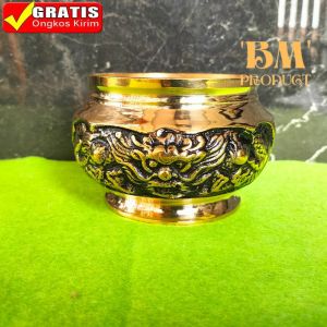 Hiolo Tempat Dupa Kuningan Motif Naga 1 pcs Hiolo Kuningan Tempat Bakar Dupa Bokor Kuningan