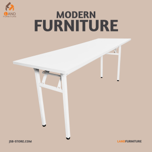 โต๊ะพับอเนกประสงค์ 2 ชั้น สีขาว ขนาด 180x60x75cm